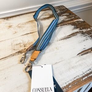 Consuela Blue and Tan Bag Strap